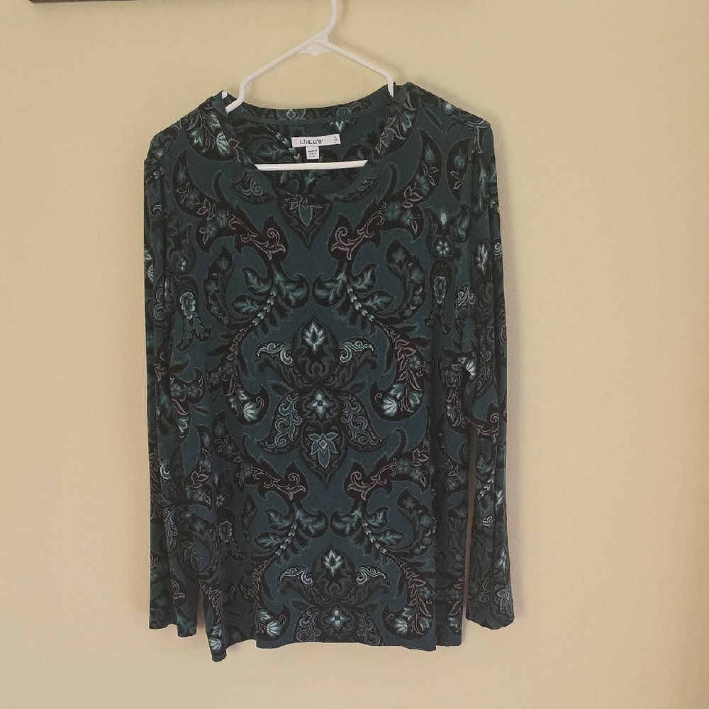 Chico's Green Patterned Women's Top